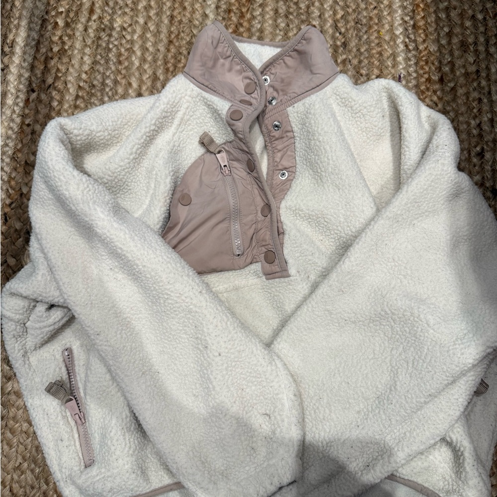 FP Movement by Free People Cream and Tan Teddy Jacket